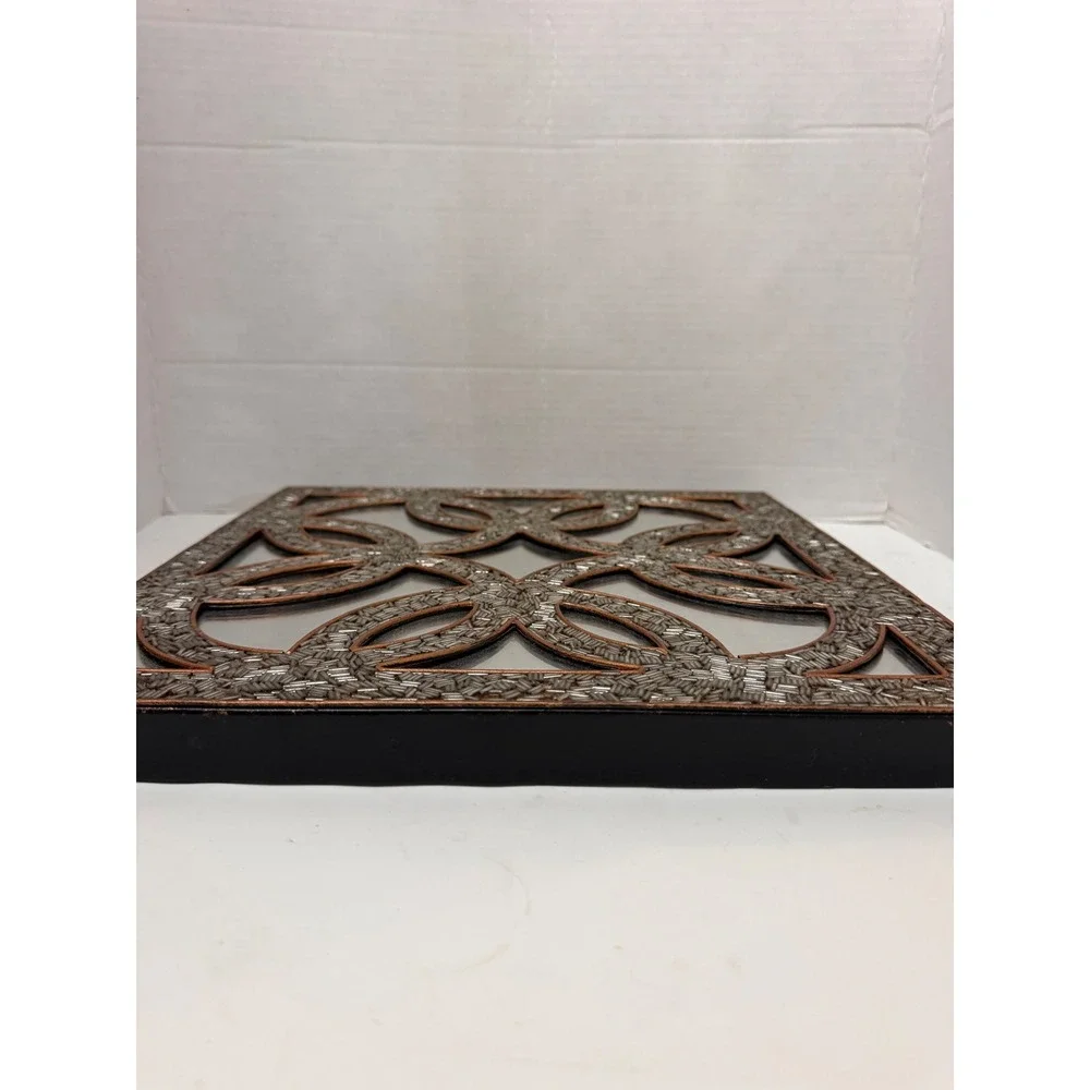 Pier 1 One Imports Mirror Square Seed Beaded Gold 14